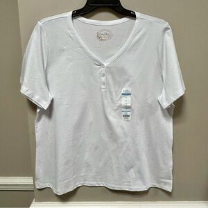 Coral Bay Woman Sz 2X White Short Sleeve Top NWT